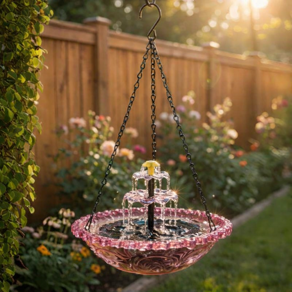 Hängender Solar Springbrunnen mit Vogeltränke – Zweistufig