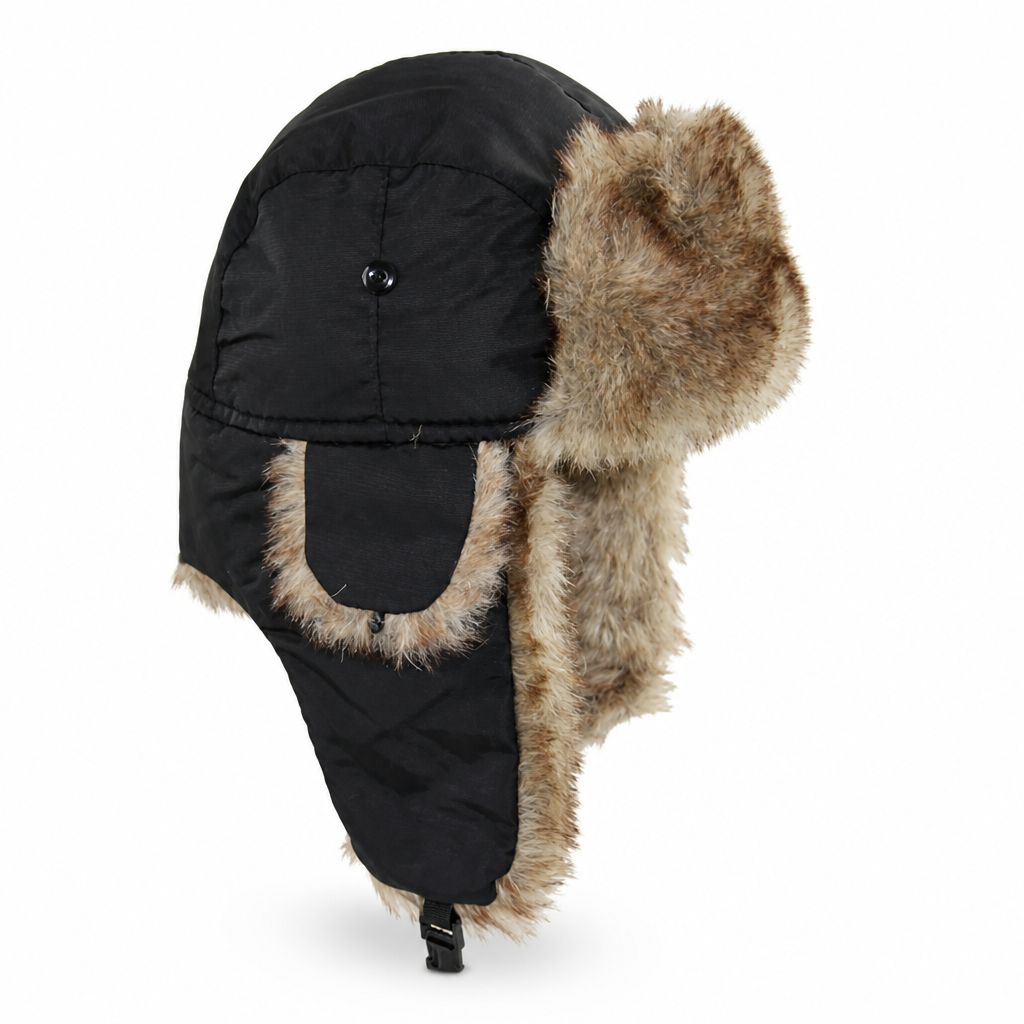 Trapper hat with faux fur lining - windproof and water-repellent