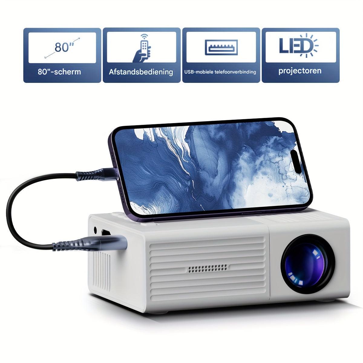 Mini Beamer tragbar 3000 Lumen – HDMI USB Projektor für Heimkino