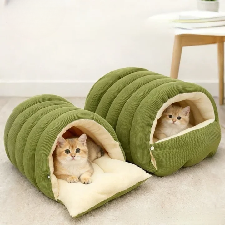 Haustierhöhle mit Plüschfutter – Warmes Kuschelbett für Katzen & Hunde product image 7
