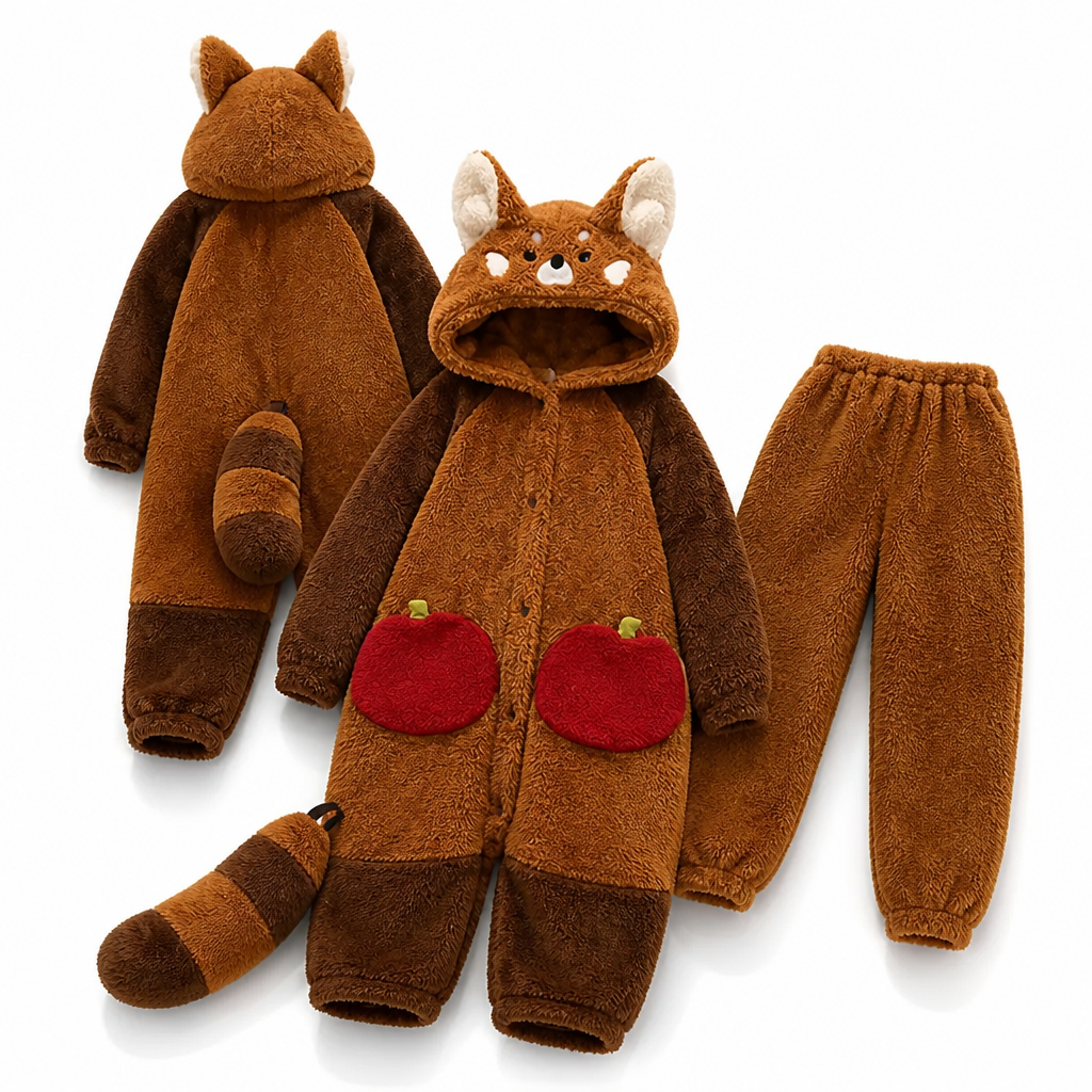 Cozy hooded bathrobe with detachable tail made of polyester
