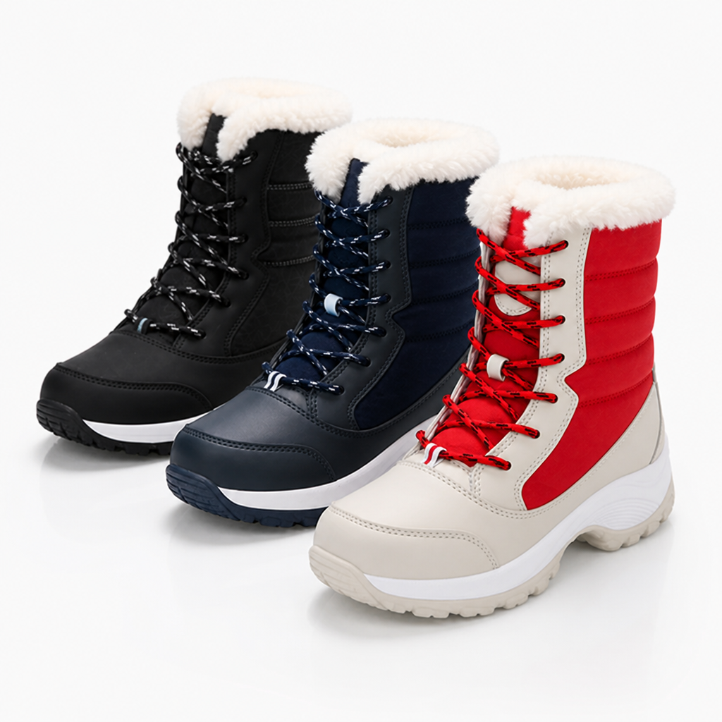 Lined winter boots with lacing - warm down to -40 °C