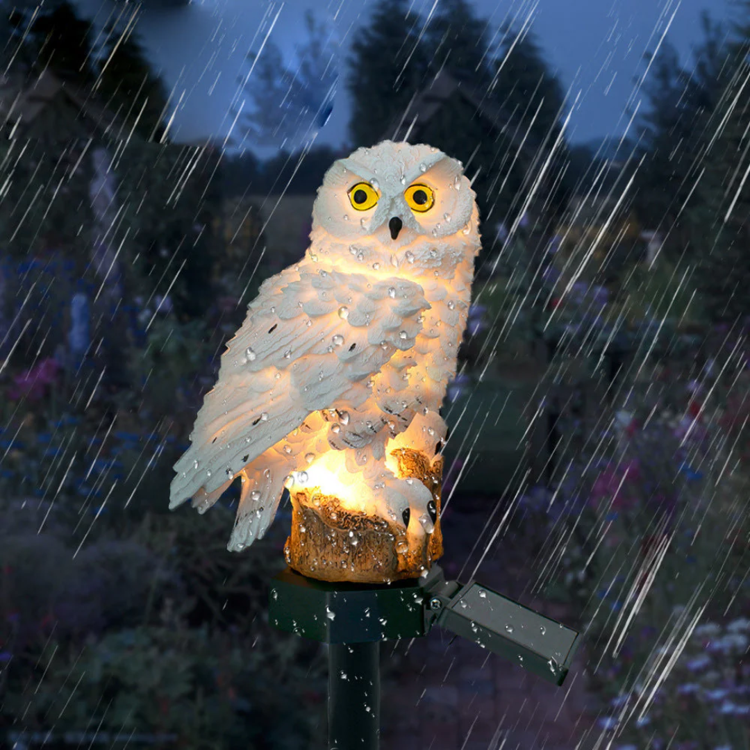 Solar garden owl lamp - decorative LED light for outdoor use