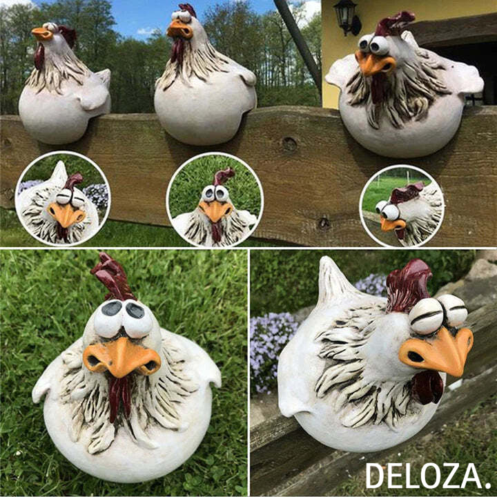 Hahn Dekofigur aus Harz – wetterbeständige Gartendekoration 16 cm