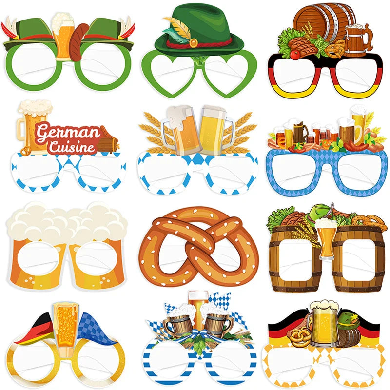 Oktoberfest Fotobrillen Set – 12 bunte Papier-Fotorequisiten