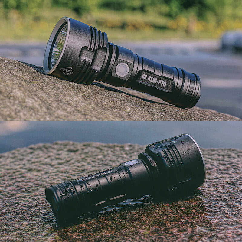 LED spotlight with OLED display and active cooling