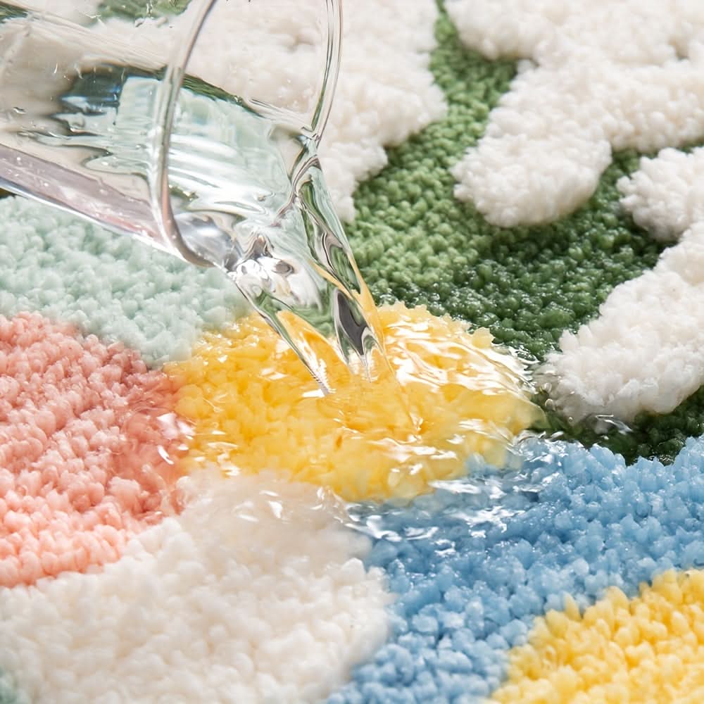 Absorbent bath mat with floral pattern - non-slip & soft