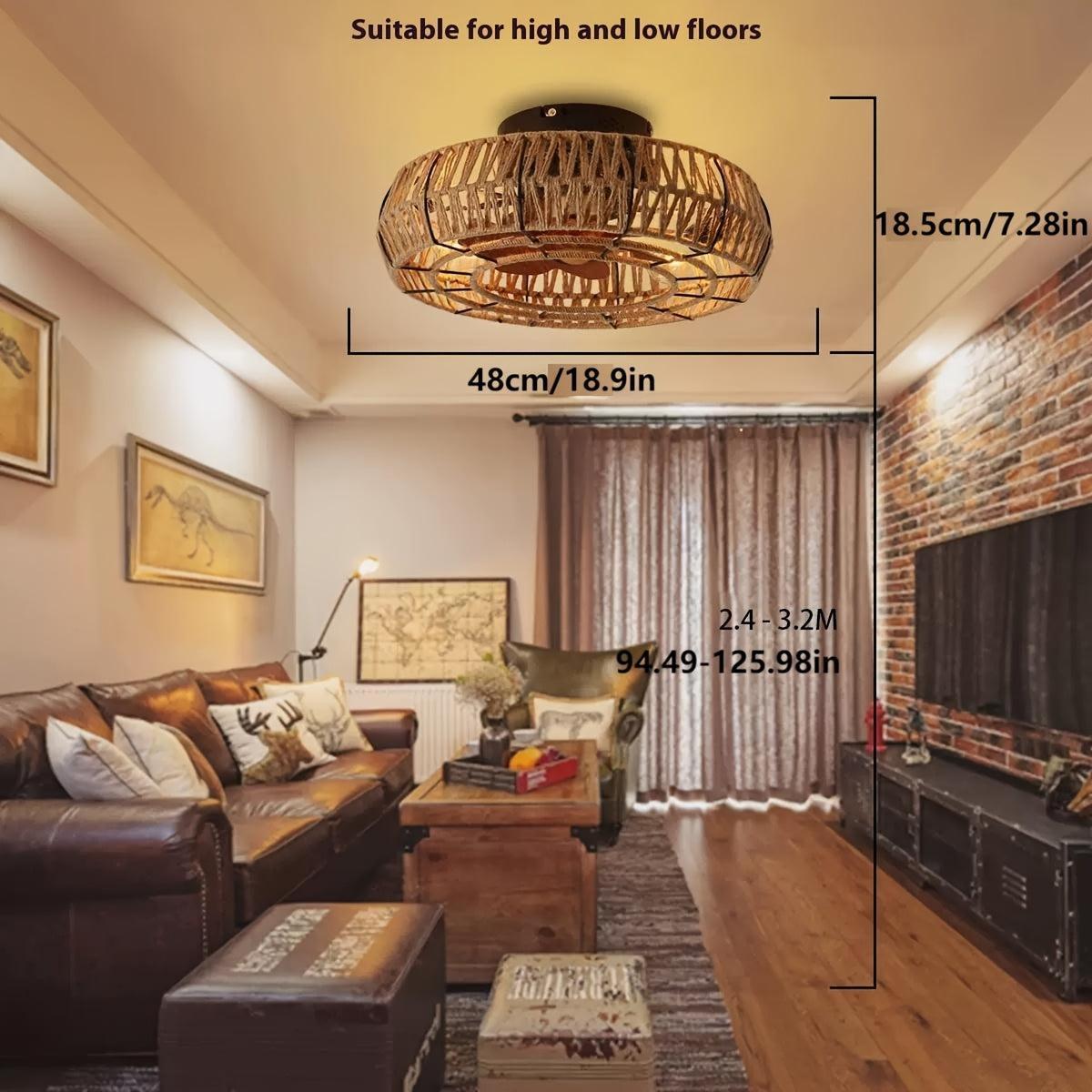Ceiling fan with rattan shade – vintage style and lighting