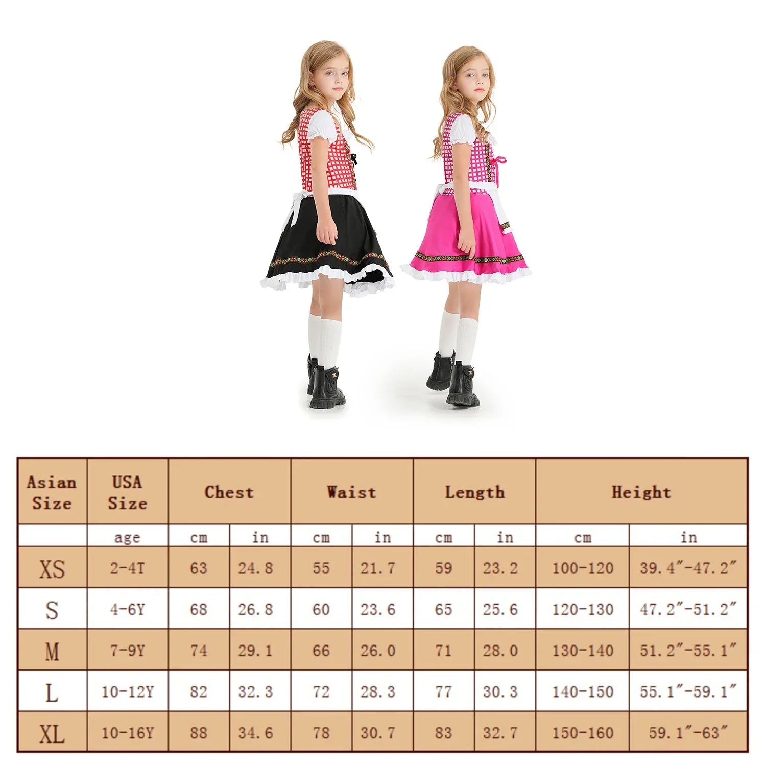 Mädchen Dirndl mit Schürze – Traditionelles Bayerisches Kinderdirndl