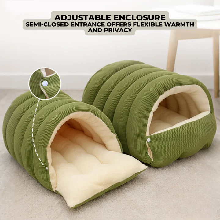 Haustierhöhle mit Plüschfutter – Warmes Kuschelbett für Katzen & Hunde product image 6