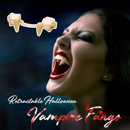 Klappbare Vampirzähne für Halloween – Ausklappbar mit Zungenhebel