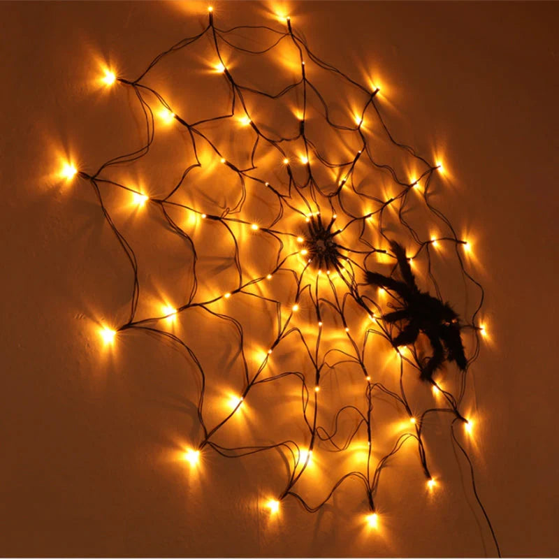 Spider Web Fairy Lights with LED & Remote Control – Halloween Decoration Indoor & Outdoor