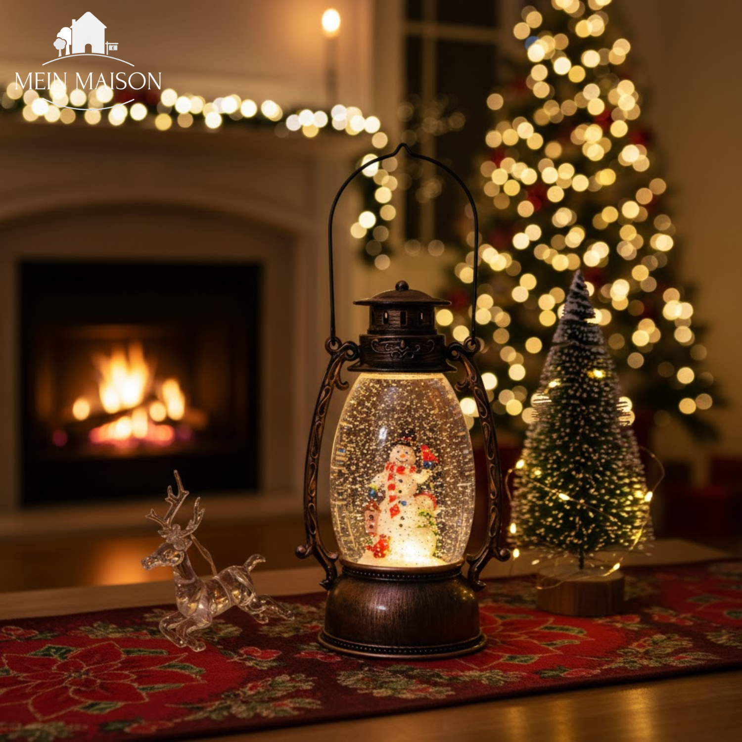 Weihnachts-Schneekugel mit Spieluhr, LED-Licht und Schneefall