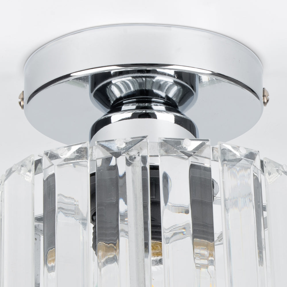Quadratische Deckenleuchte aus Messing mit Kristallglas – elegantes