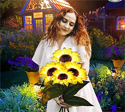 Solar Gartenleuchten Sonnenblumen Warmweiß Außenbeleuchtung Wetterfest product image 6