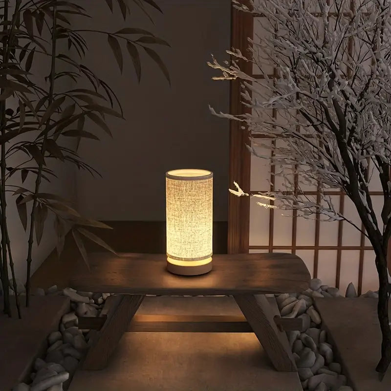 Linen-look night lamp with soft light for cozy rooms