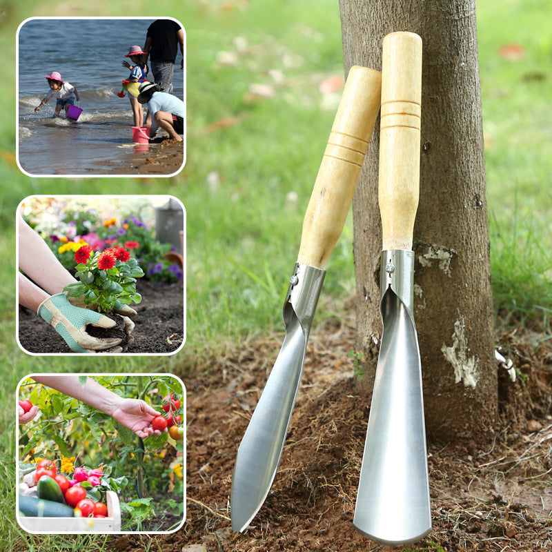 Stainless steel spade with wooden handle – garden tool for hard soils