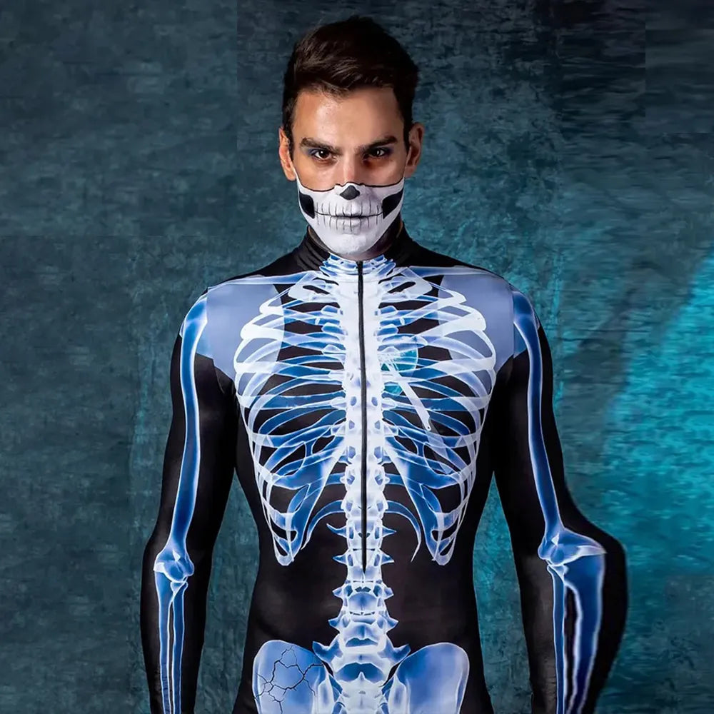 Skelett Ganzkörperanzug mit Röntgen Motiv – Halloween Kostüm Bodysuit