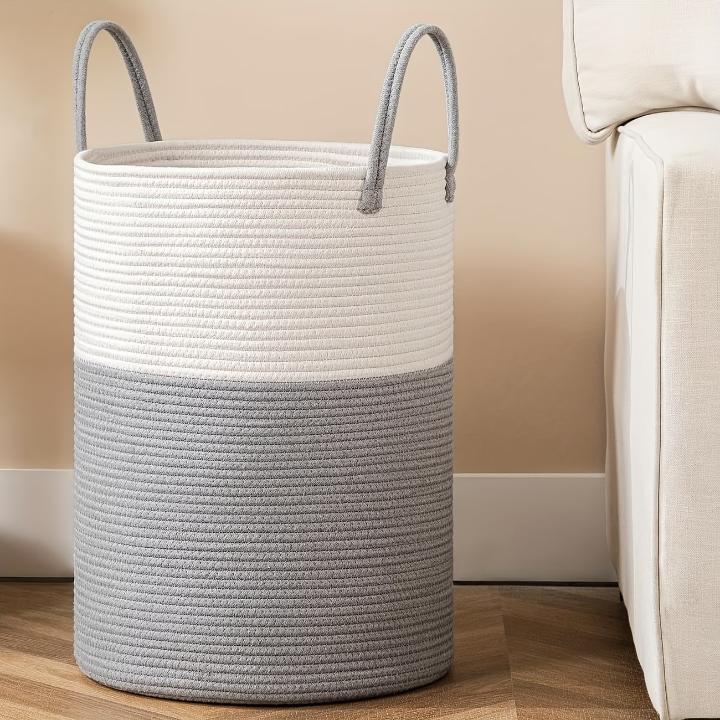 Geflochtener Baumwoll-Wäschekorb 58 Liter – faltbar und platzsparend
