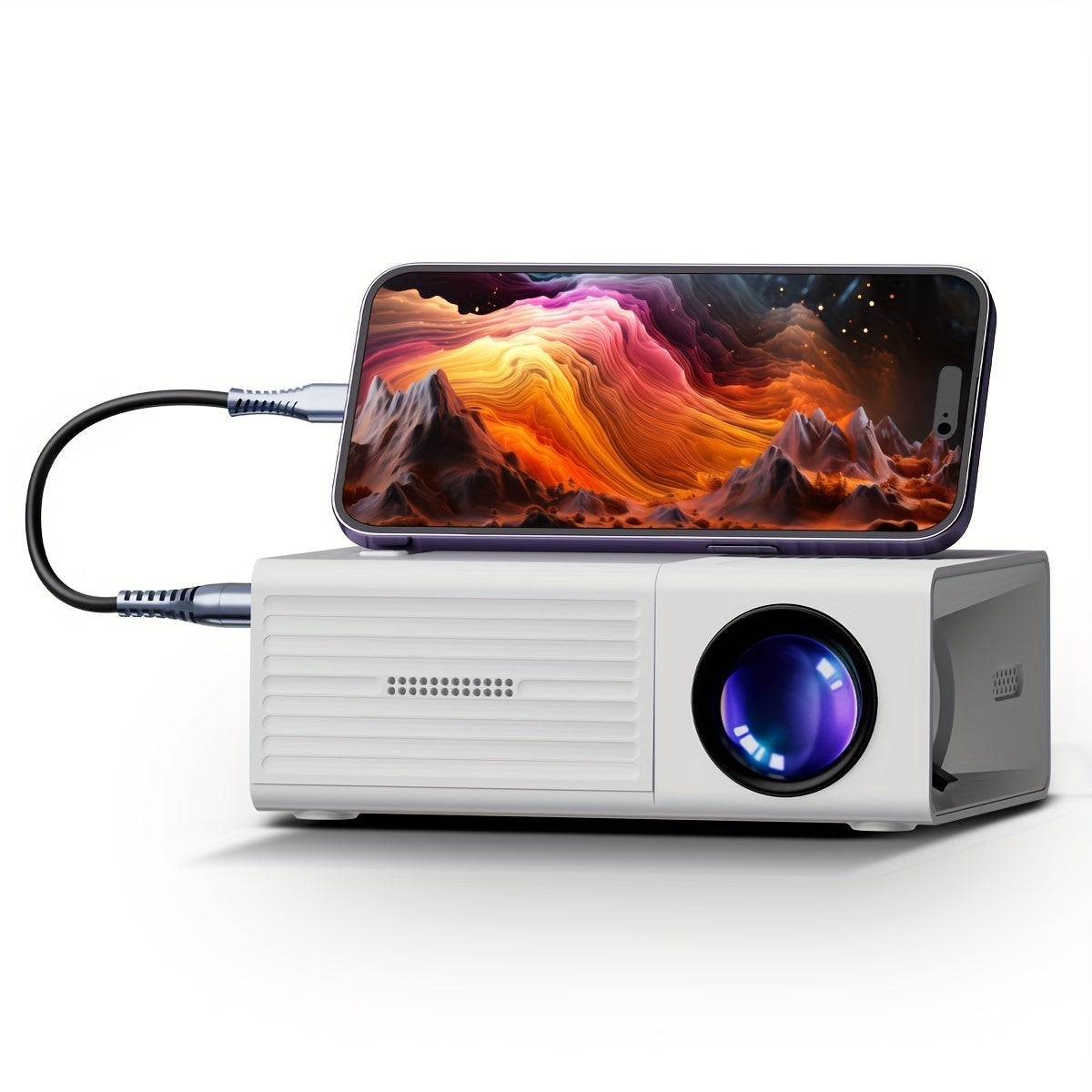 Mini Beamer tragbar 3000 Lumen – HDMI USB Projektor für Heimkino