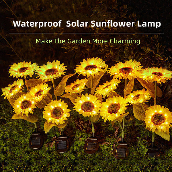 Solar Gartenleuchten Sonnenblumen Warmweiß Außenbeleuchtung Wetterfest product image 5