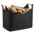 Faltbarer Kaminholzkorb aus Filz mit Holzgriffen – 55 Liter