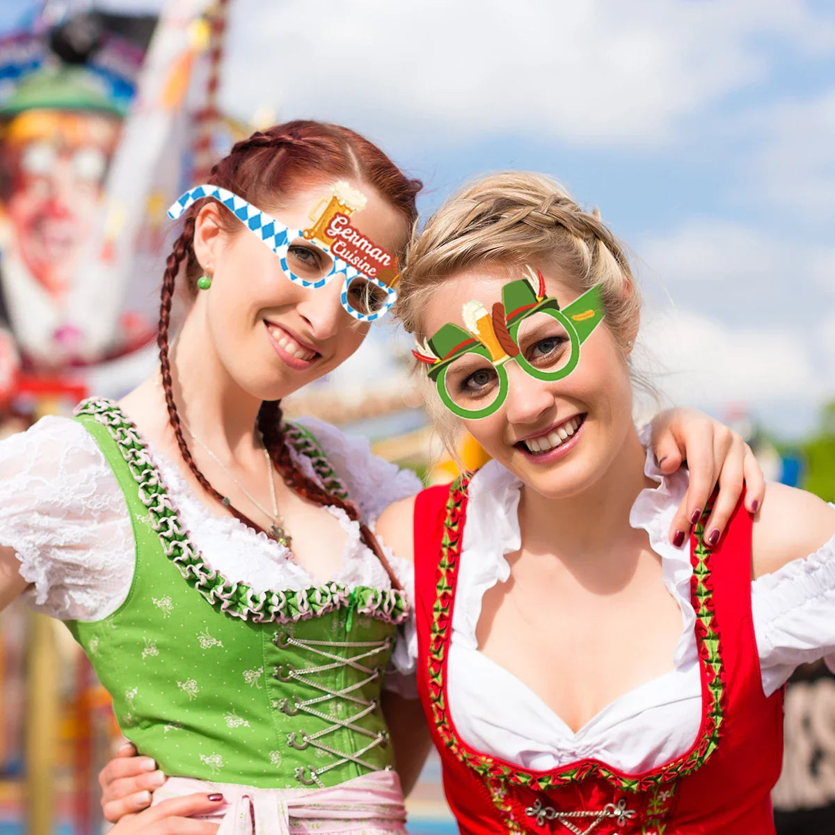 Oktoberfest Fotobrillen Set – 12 bunte Papier-Fotorequisiten