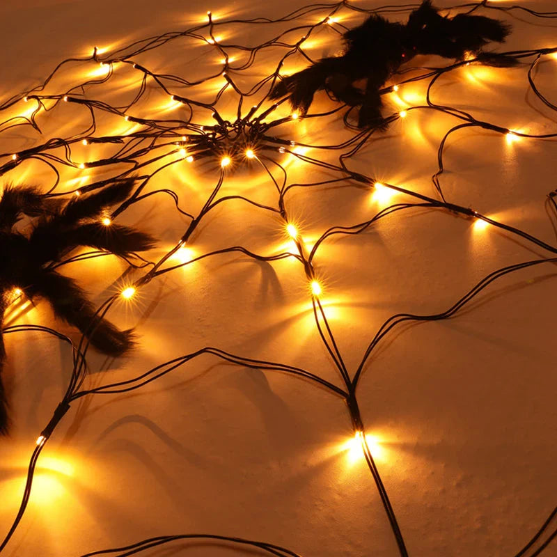 Spider Web Fairy Lights with LED & Remote Control – Halloween Decoration Indoor & Outdoor