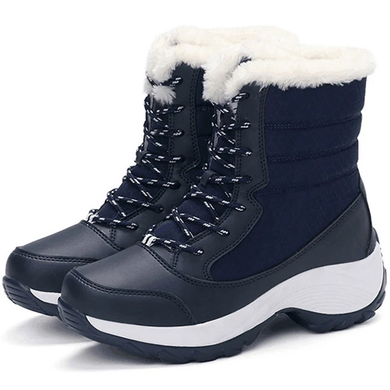 Women's waterproof winter boots with lining and non-slip soles