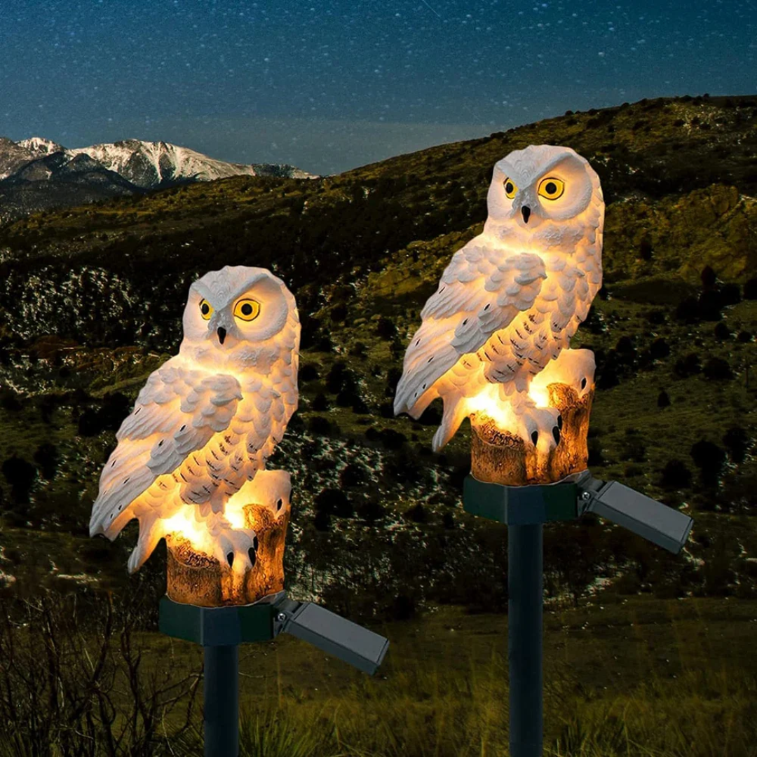 Solar garden owl lamp - decorative LED light for outdoor use