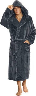 Men’s fleece bathrobe with hood – soft, warm, and machine washable