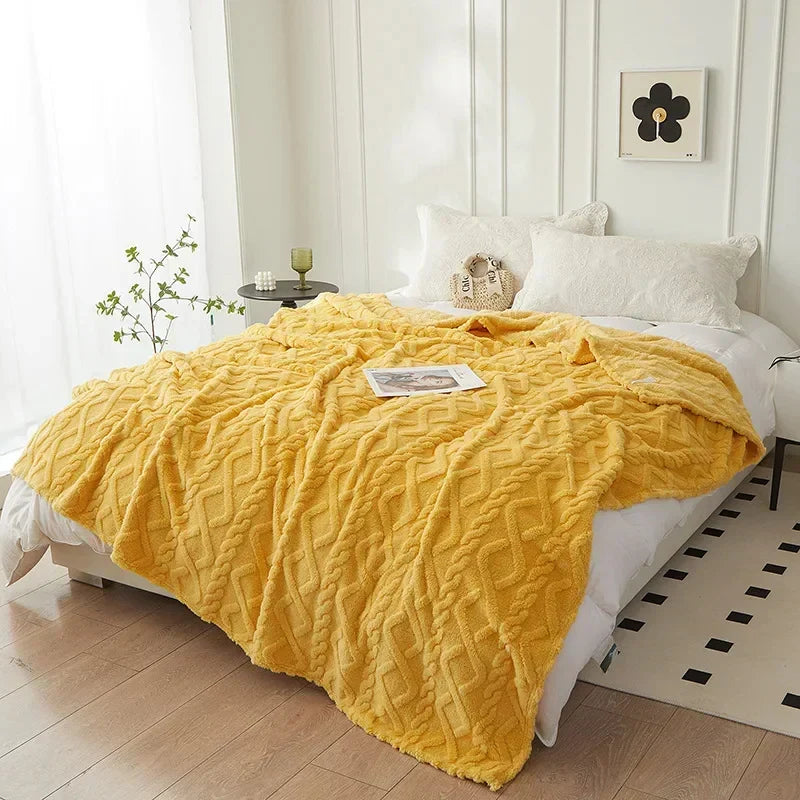 Reversible lambswool flannel blanket - warm and cozy on both sides
