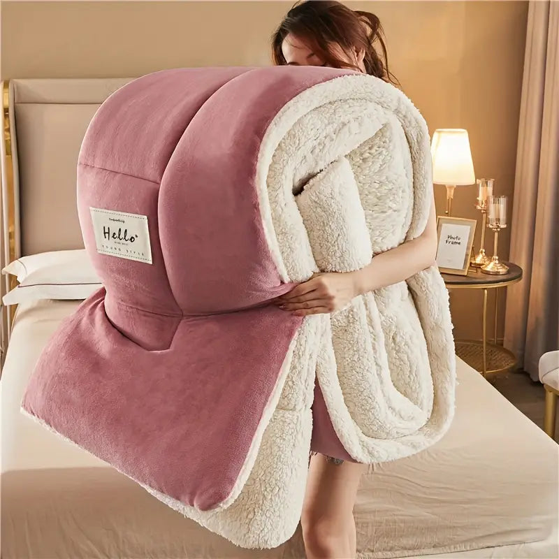 Quilted winter duvet with checked pattern – three-layered and warm