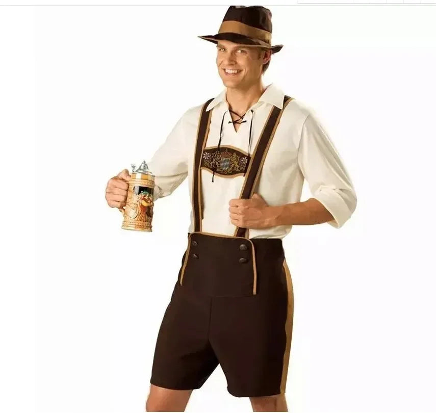 Herren Lederhosen Kostüm Set mit Hut – Bayerisches Trachtenkostüm