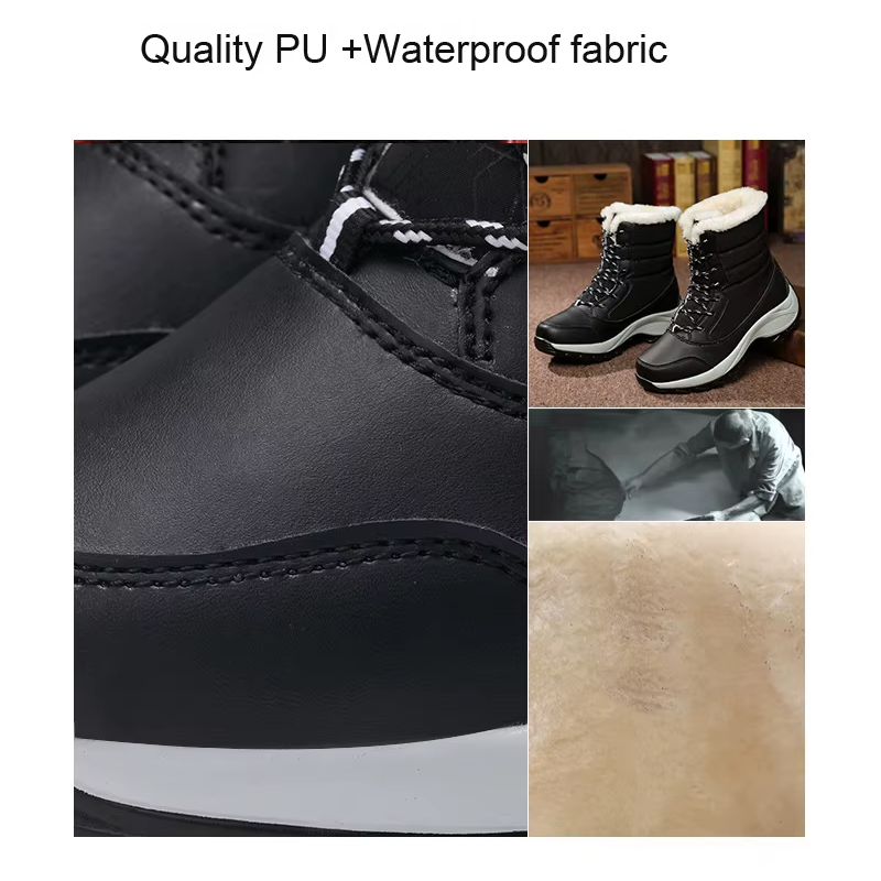 Women's waterproof winter boots with lining and non-slip soles