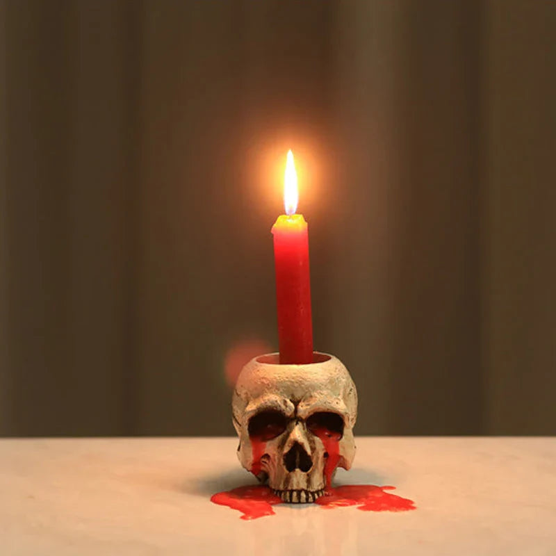 Kerzenhalter aus Harz – Schädel Deko für Halloween & Gothic