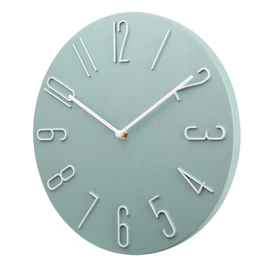 Modern wall clock with silent quartz movement - round table clock 30 cm