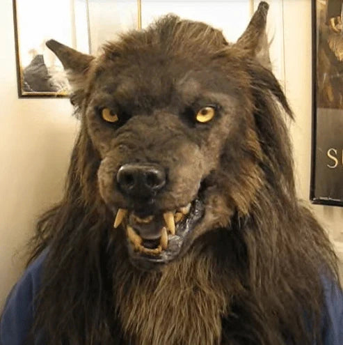 Realistische Werwolf Maske aus Silikon und Kunstfell für Halloween