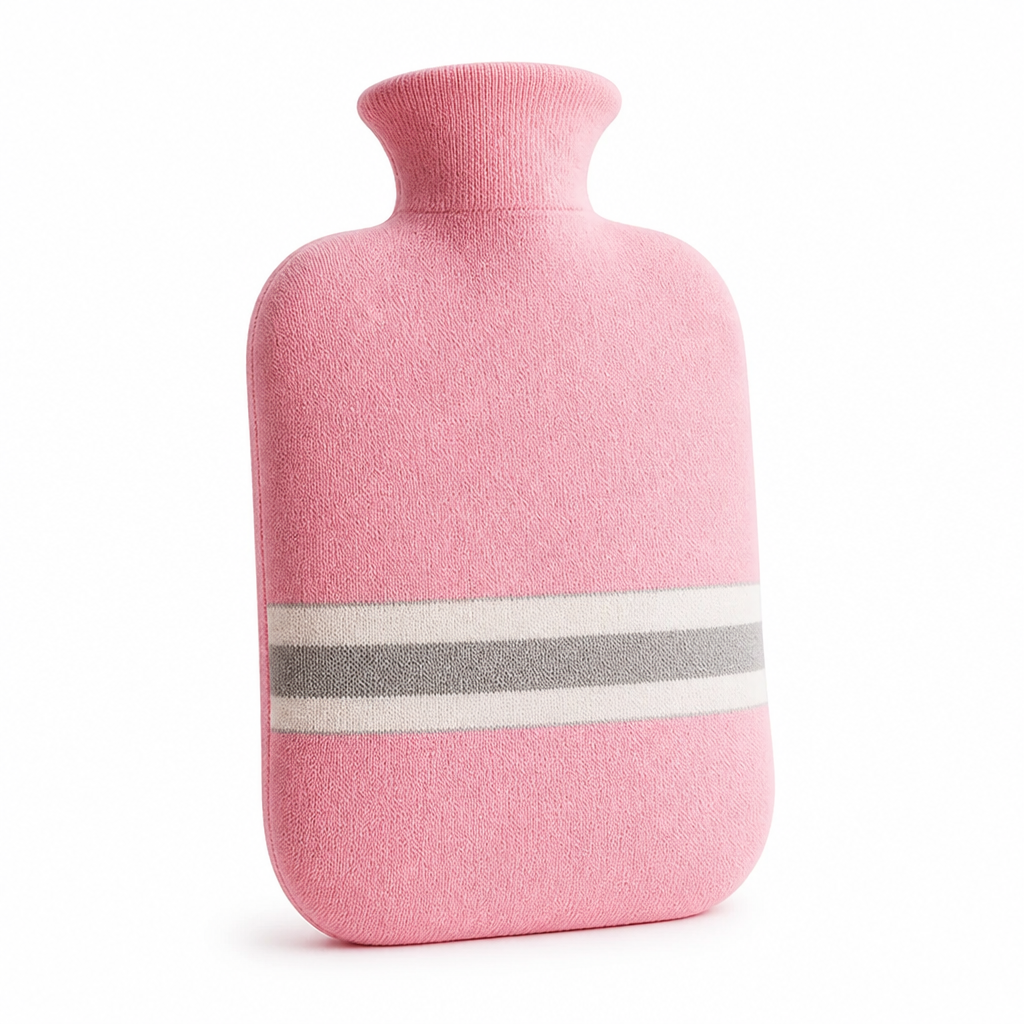 1-liter hot water bottle with knitted cover – soothing warmth for hours