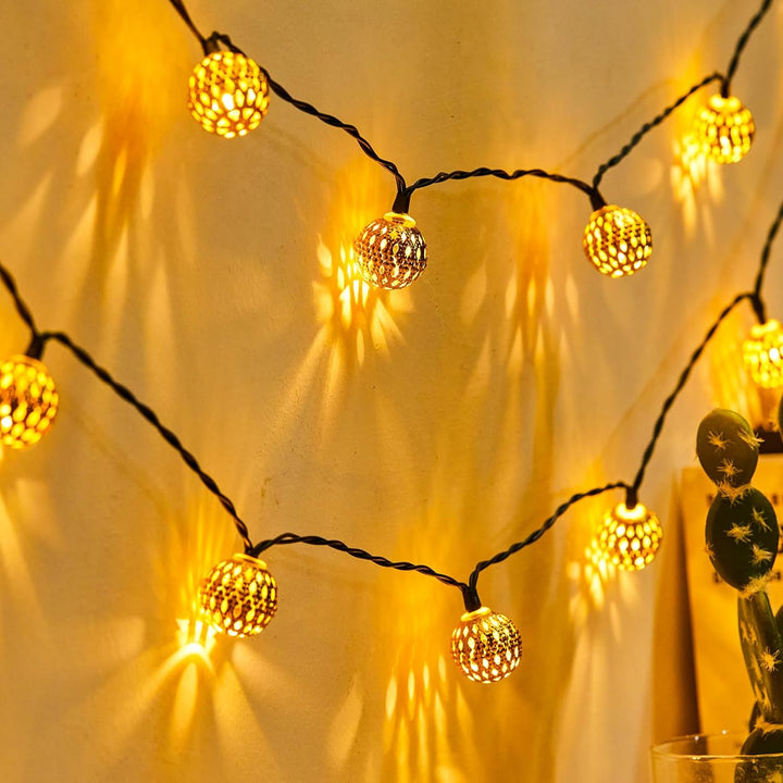 e Lichterkette Marokkanisch 12 m – 100 LED-Kugeln Warmweiß
