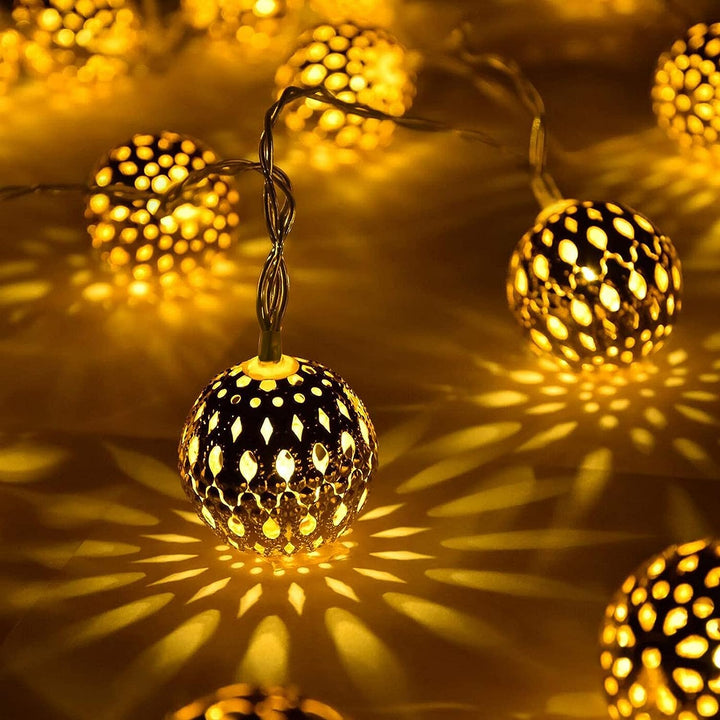 e Lichterkette Marokkanisch 12 m – 100 LED-Kugeln Warmweiß