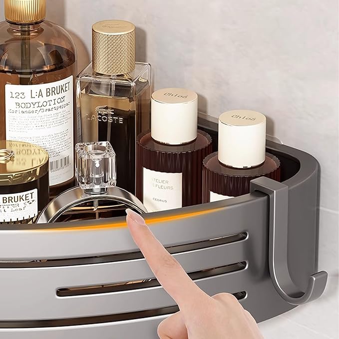 Duscheckregal ohne Bohren – verstellbares Aluminium-Eckregal 2er-Set