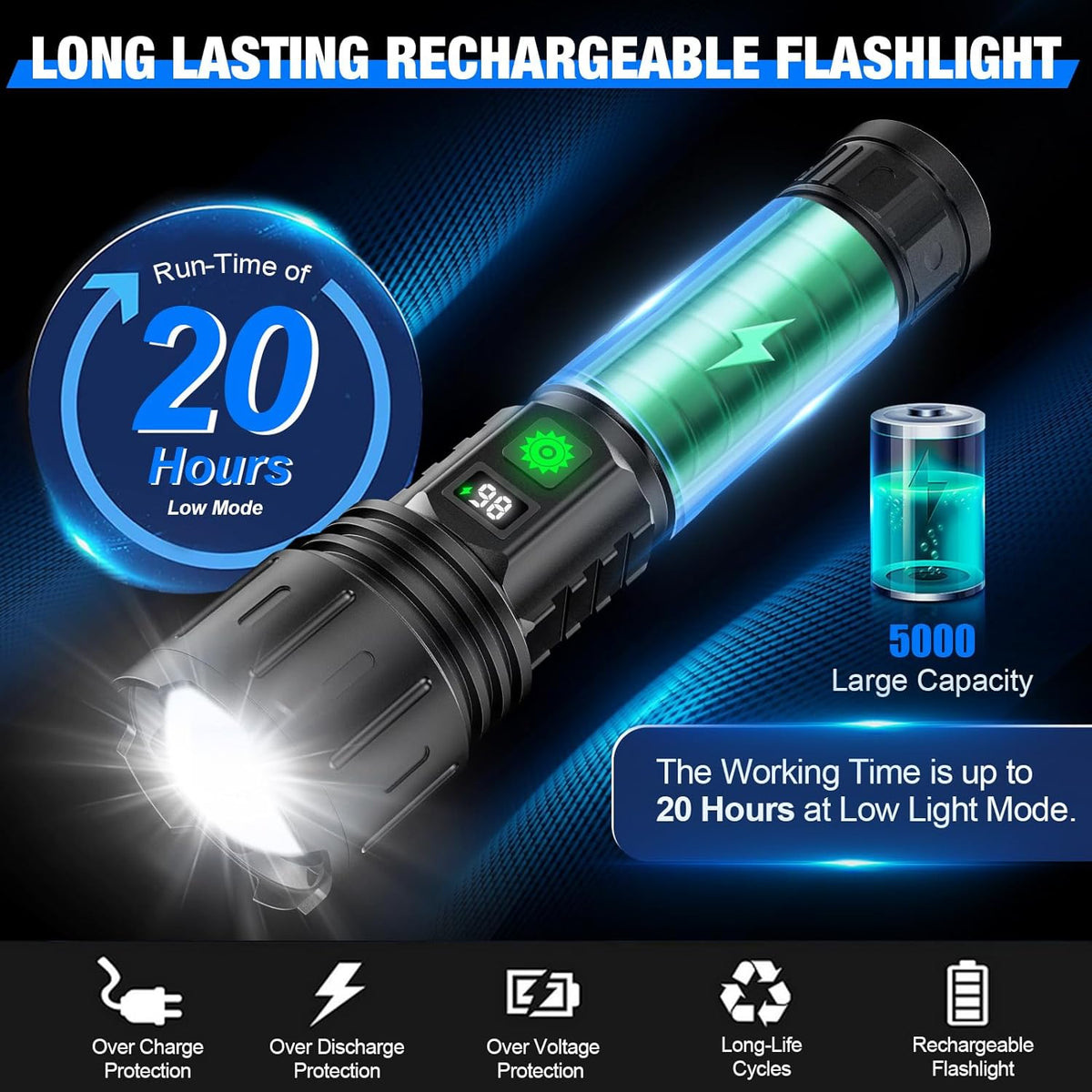 100,000-lumen flashlight – outdoor and camping