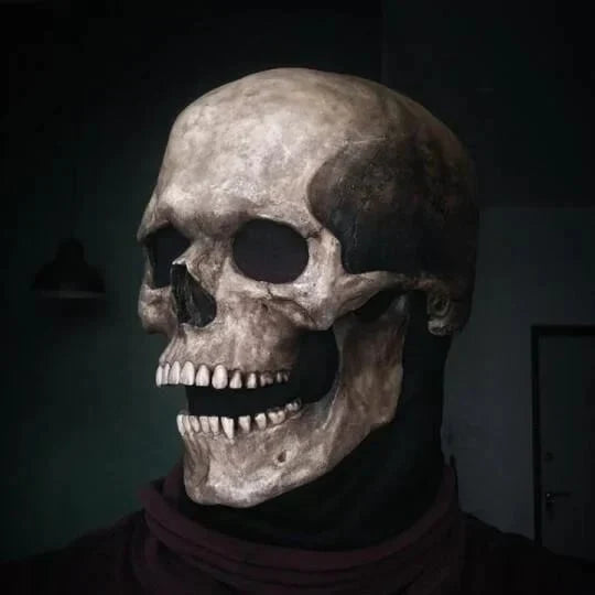 Realistische Totenkopfmaske mit beweglichem Kiefer für Halloween