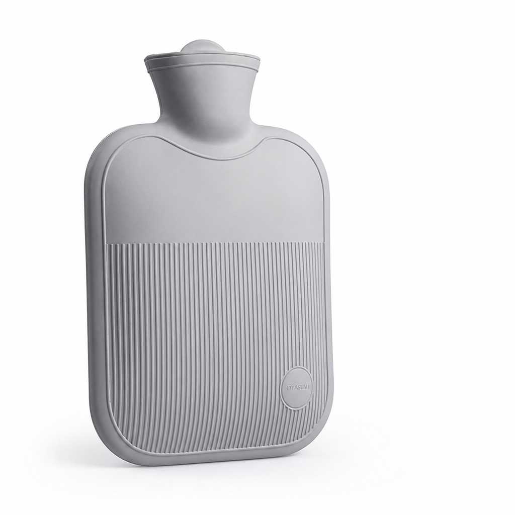 2-liter hot water bottle with a soft fleece cover and leak protection