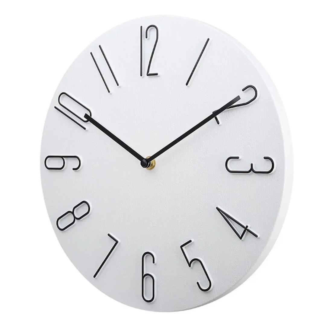 Modern wall clock with silent quartz movement - round table clock 30 cm