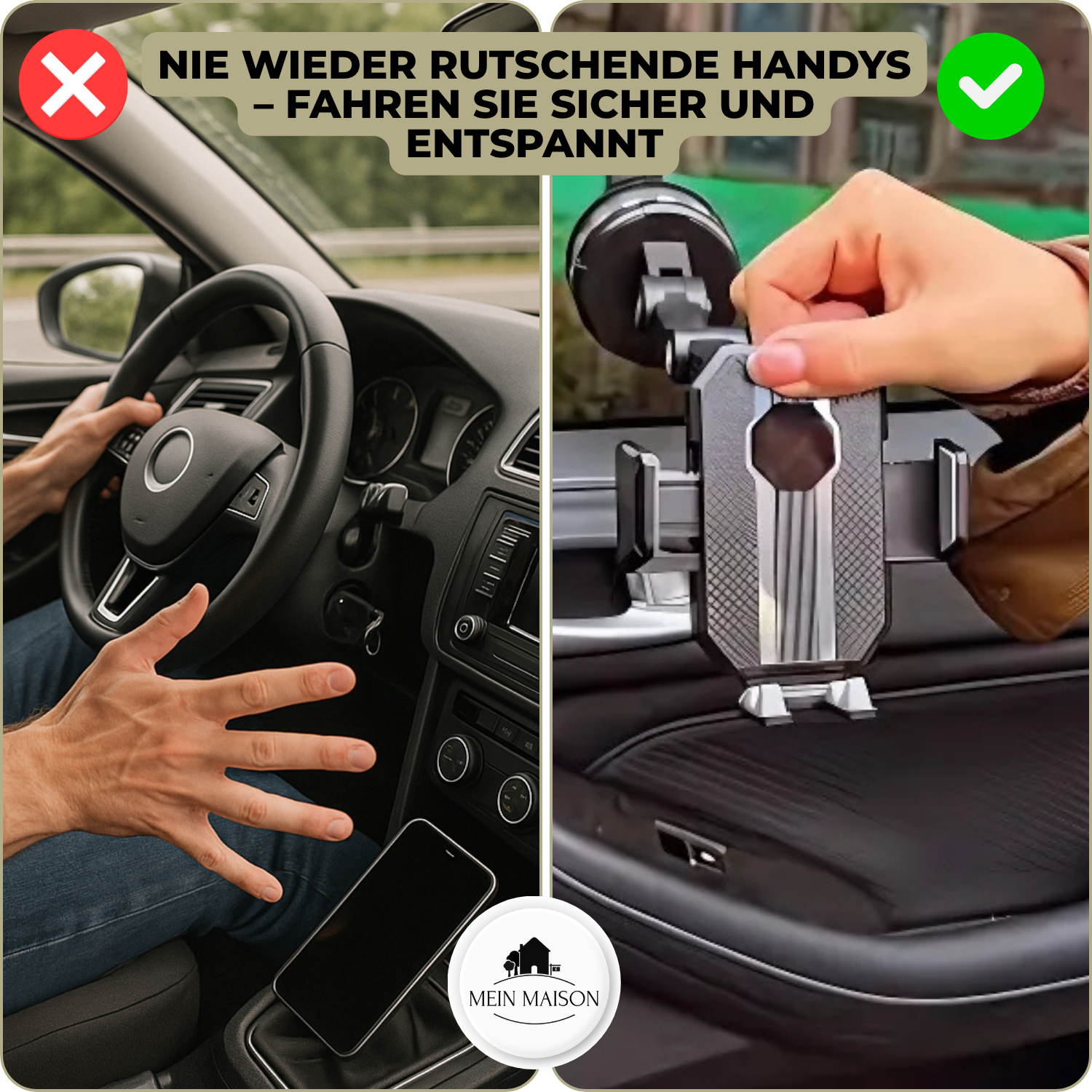 Handyhalterung Auto mit Saugnapf, 360° Drehung und Einhandbedienung