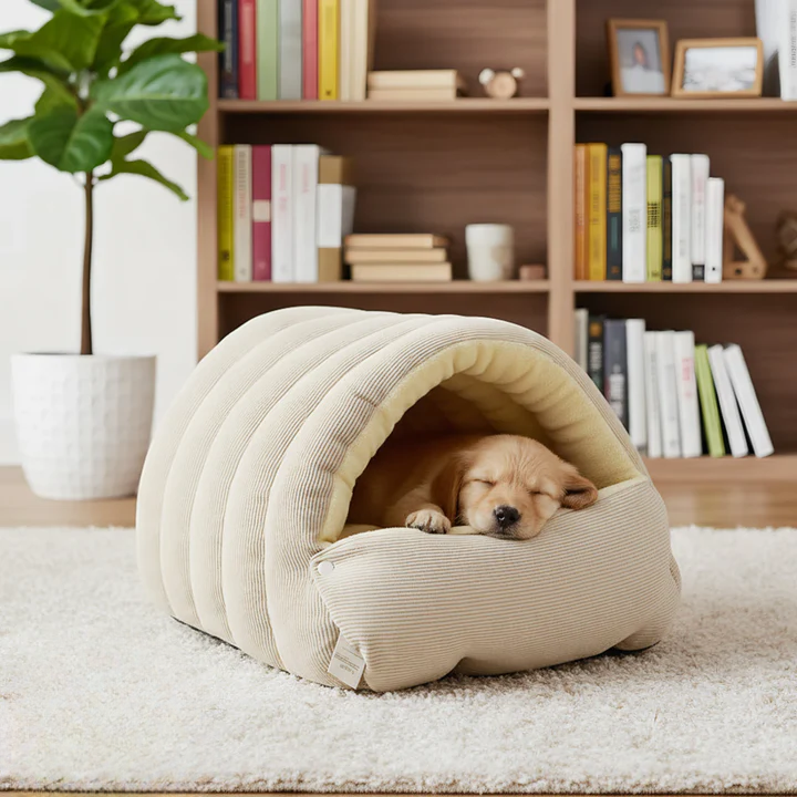 Haustierhöhle mit Plüschfutter – Warmes Kuschelbett für Katzen & Hunde product image 4