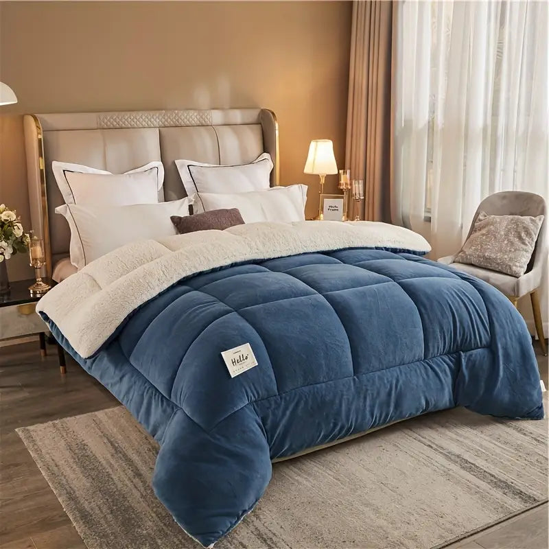 Quilted winter duvet with checked pattern – three-layered and warm