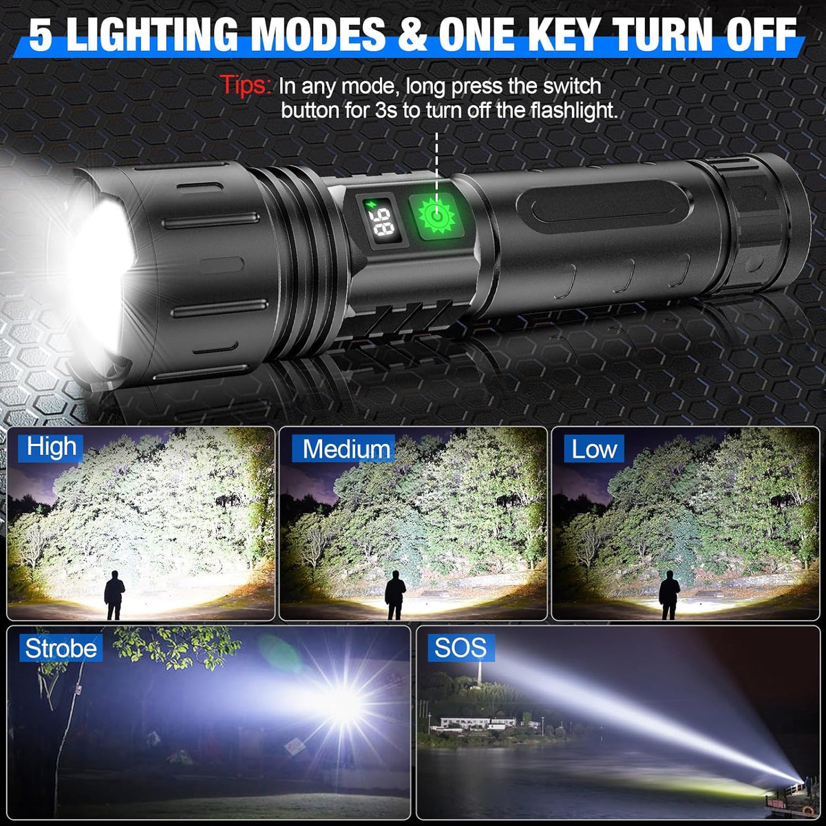 100,000-lumen flashlight – outdoor and camping